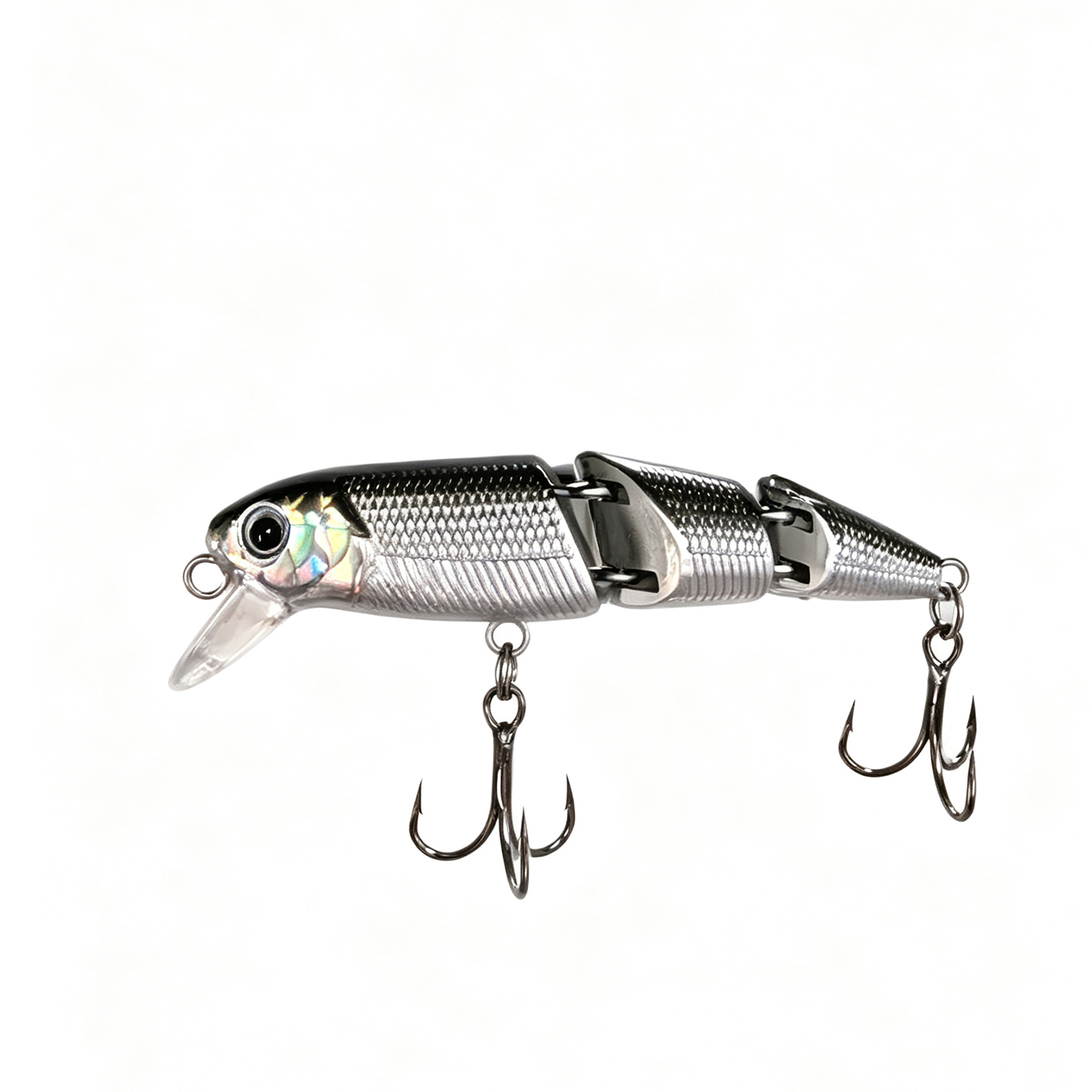 Silver three-section fish lure